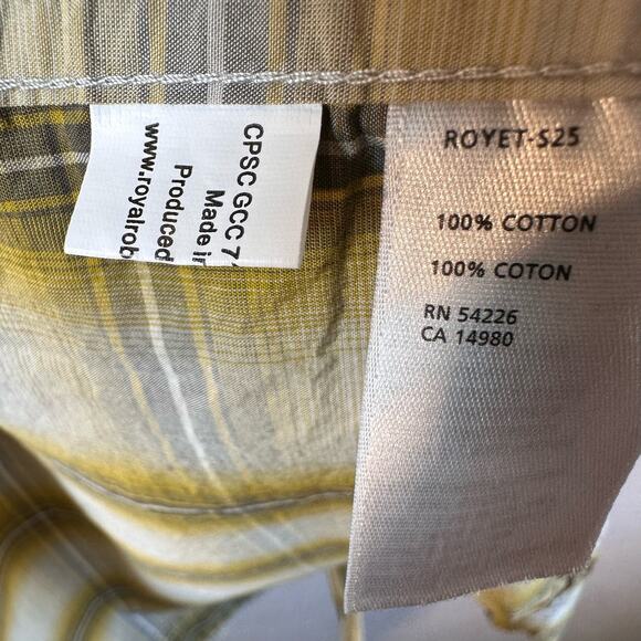 Royal Robbins Yellow Plaid Short Sleeves Button Up Shirt Men's Medium Everyday - Picture 6 of 7
